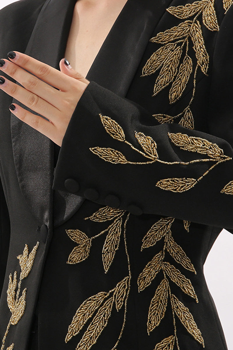 Elegant Leaf Pattern Blazer