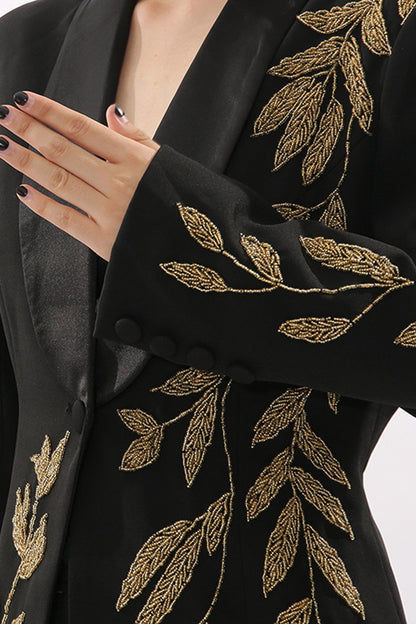 Elegant Leaf Pattern Blazer