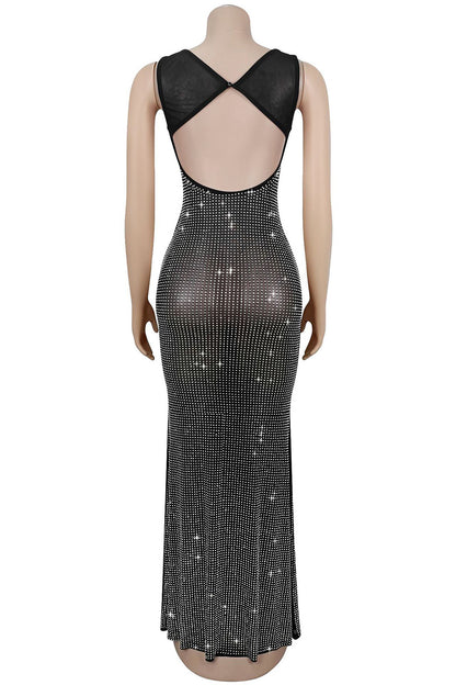Sleek Rhinestone Evening Dress