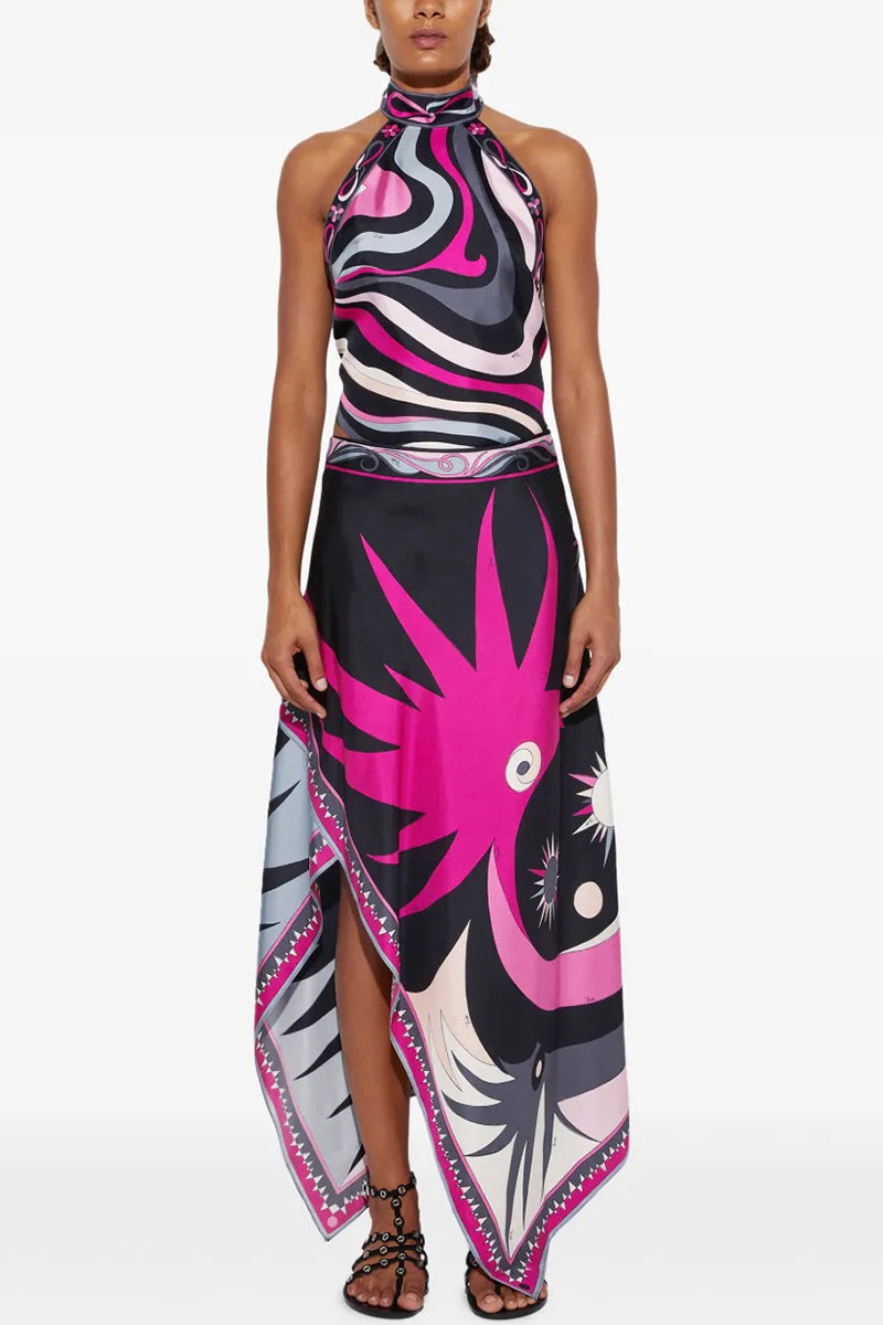 Halter Neck Asymmetrical Sundress