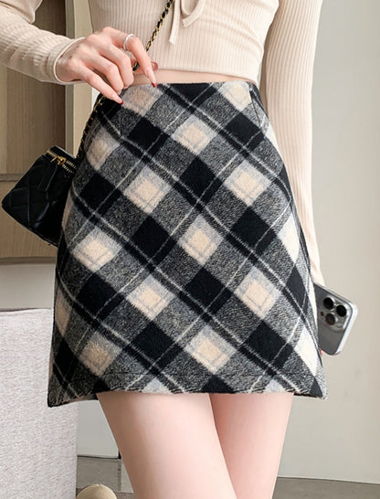 Plaid Mini Skirt with A-Line Cut