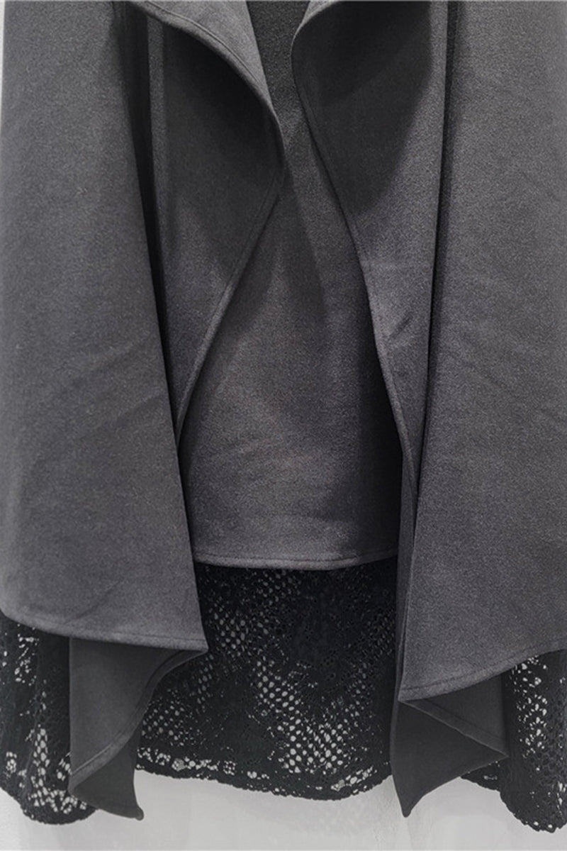 Elegant Draped Midi Skirt with Lace Accent