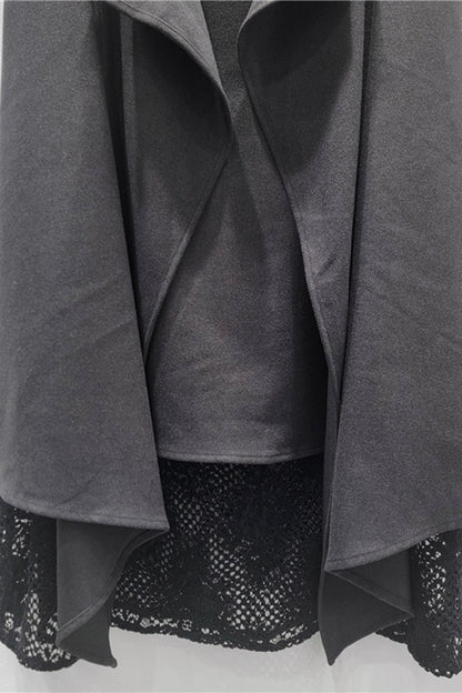 Elegant Draped Midi Skirt with Lace Accent