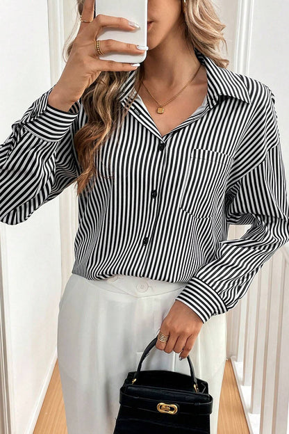Striped Bow Back Blouse