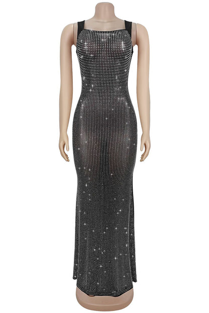 Sleek Rhinestone Evening Dress