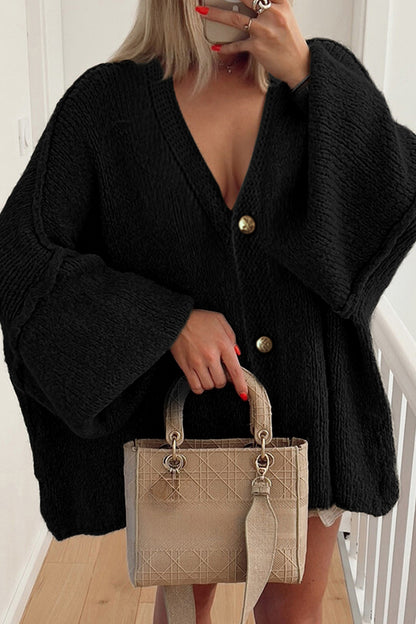 Oversized Knitted Cardigan with Button Detail