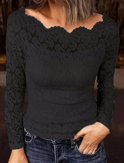 Off-Shoulder Lace Patchwork Blouse