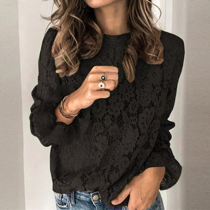 Sheer Lace Long Sleeve Blouse
