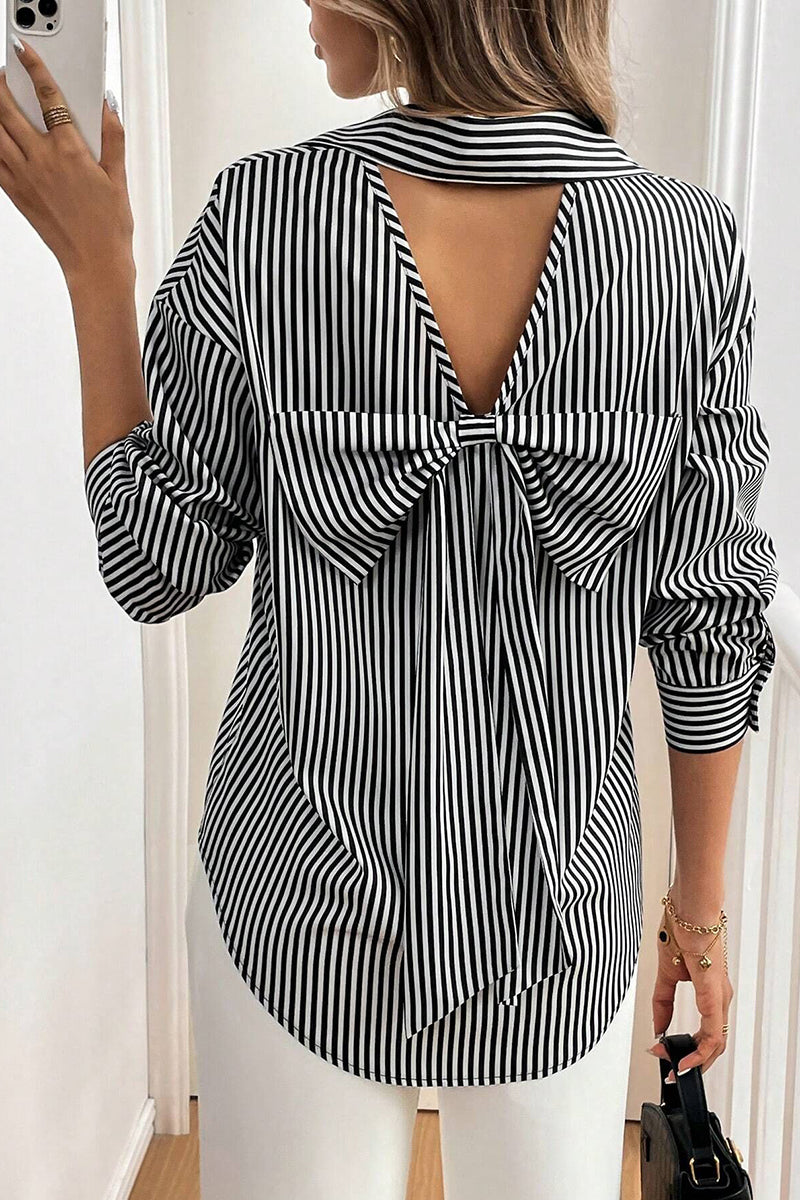 Striped Bow Back Blouse
