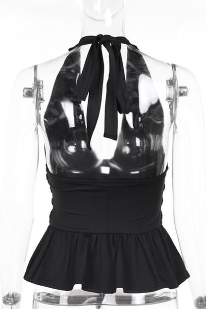 Studded Halter Cutout Tank Top