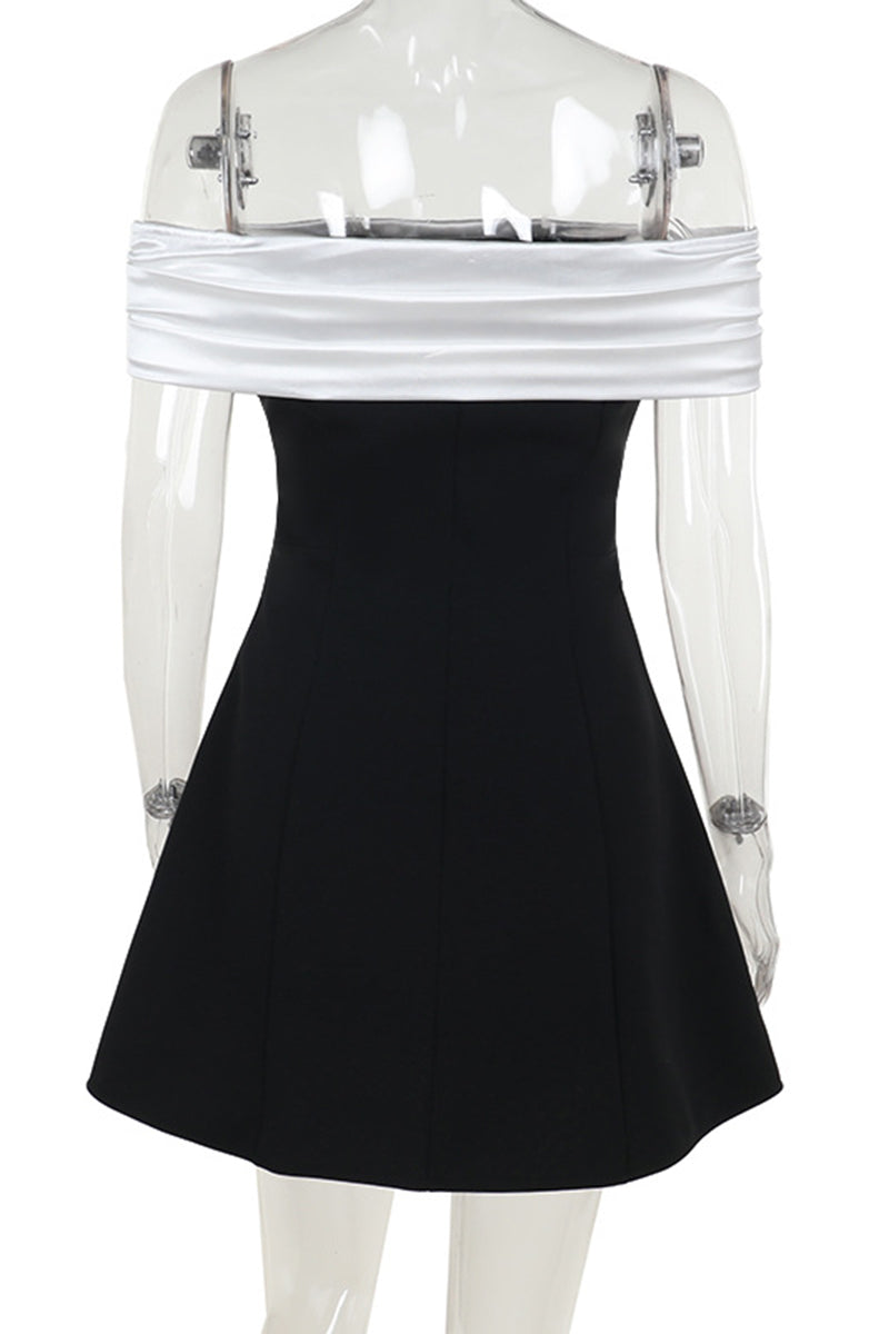 Off-Shoulder Flare Cocktail Dress