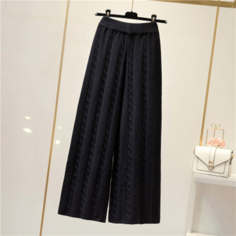 Textured Wide-Leg Pants
