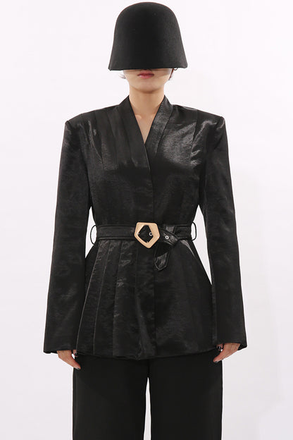 Structured Belted Blazer Jacket