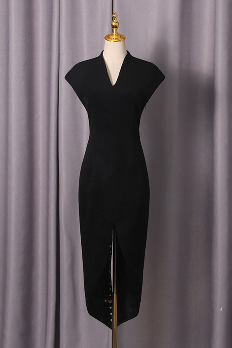 Lace-Up High Neck Dress