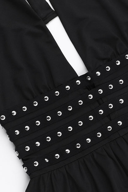Studded Halter Cutout Tank Top