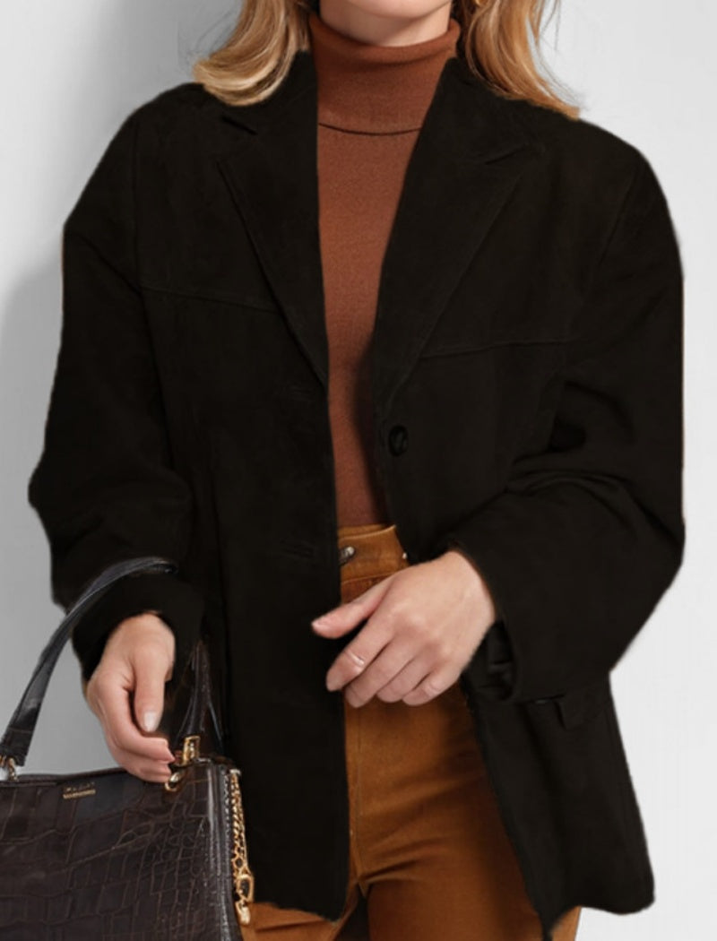 Relaxed-Fit Faux Suede Blazer