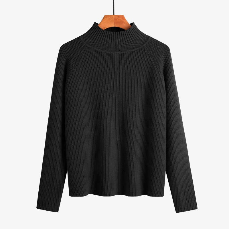 Ribbed High Neck Basic Sweater