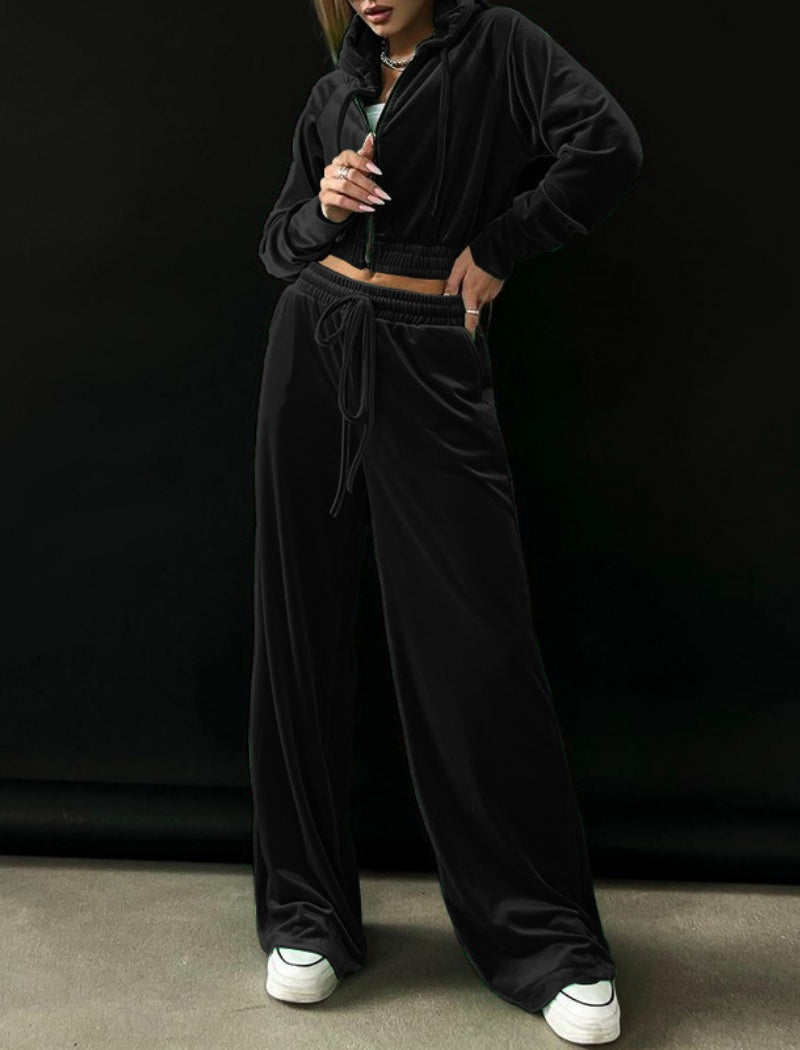 Drawstring Velour Lounge Set