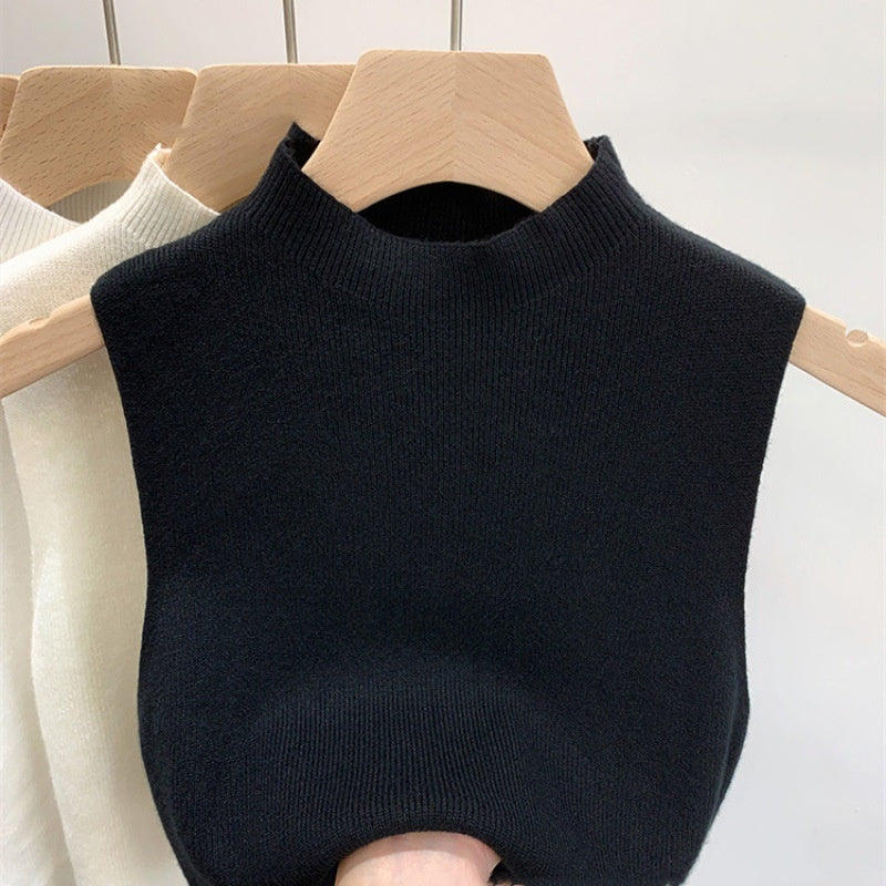 High-Neck Sleeveless Knit Tank Top