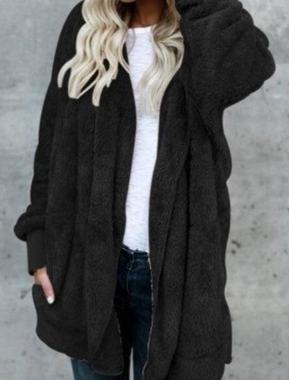 Oversized Faux Fur Open-Front Cardigan