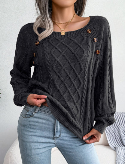 Knit Button-Accent Sweater