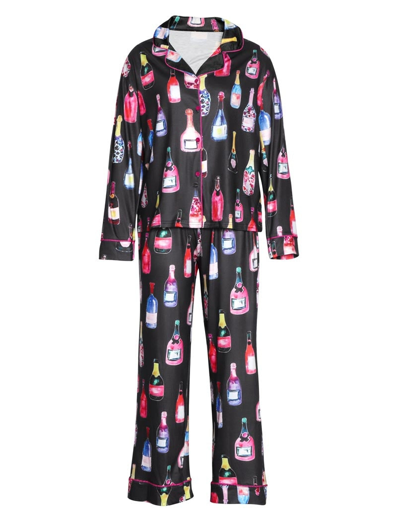 Bottle Print Long Sleeve Pajama Set