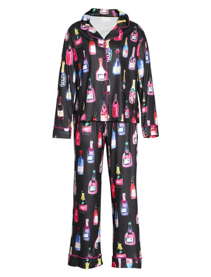 Bottle Print Long Sleeve Pajama Set