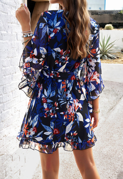 DVI407043D Floral Print Wrap Dress