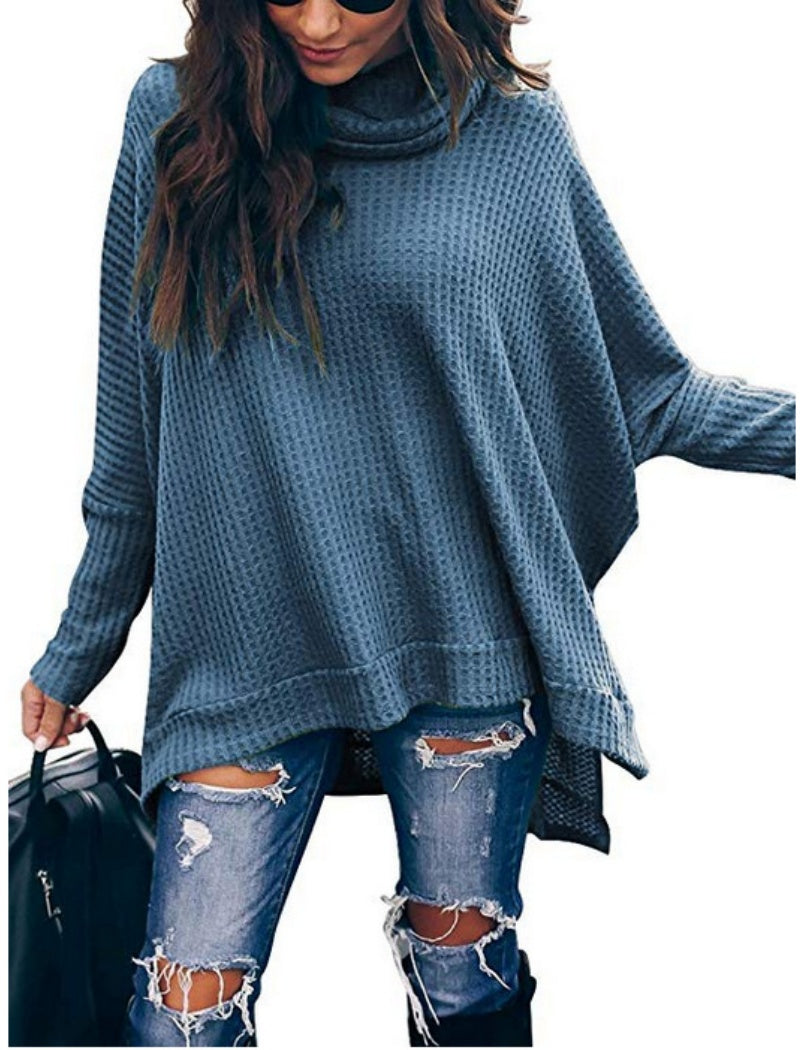 Casual Waffle Knit Poncho