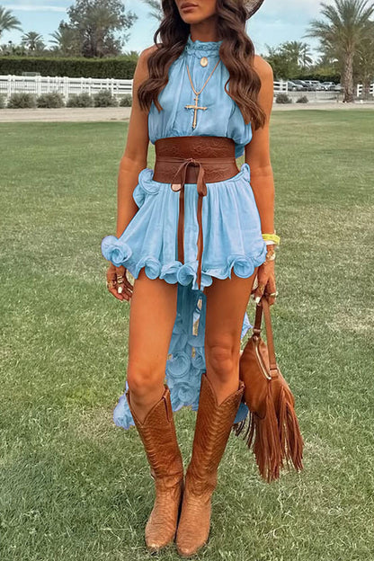 Ruffle High-Low Halter Set