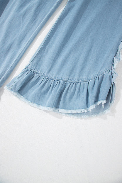 Wide-Leg Ruffle Hem Pants