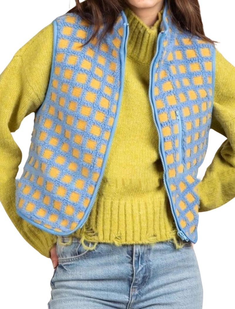 Checkered Pattern Knit Vest