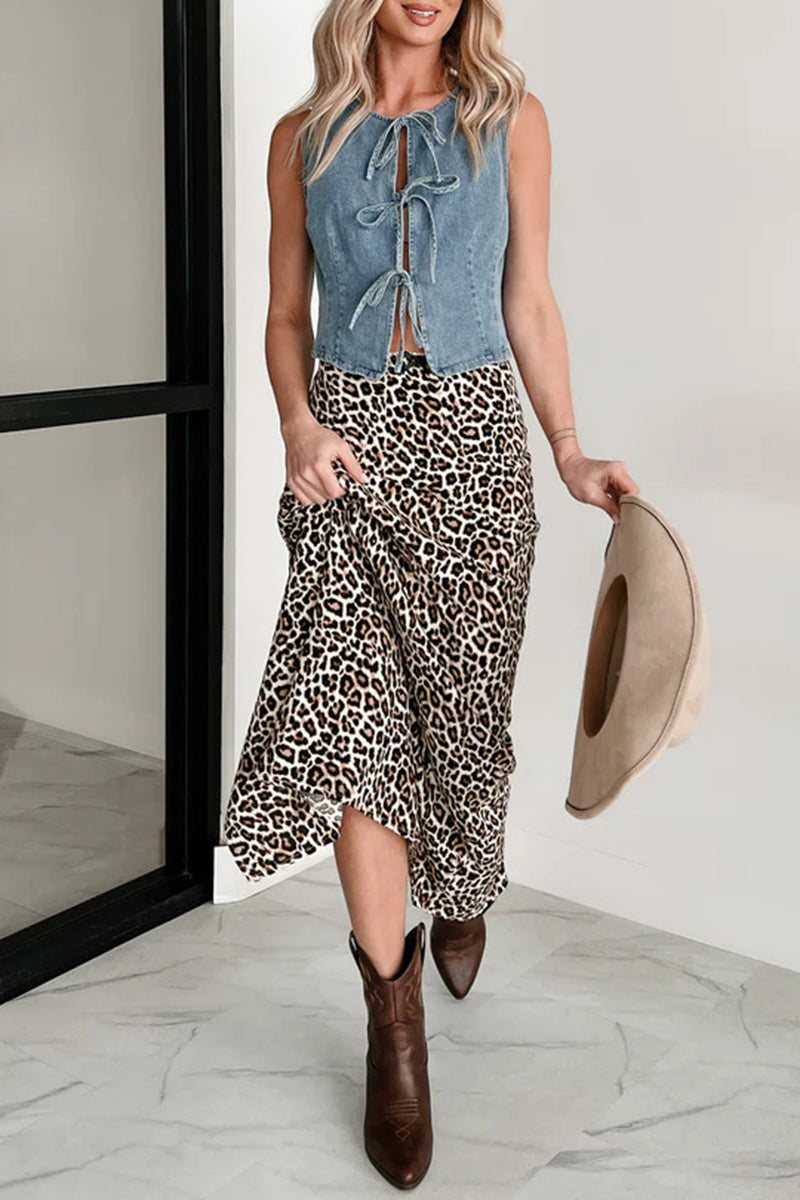 Tie-Front Denim Tank Top