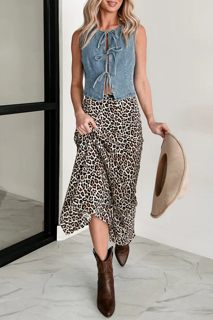 Tie-Front Denim Tank Top
