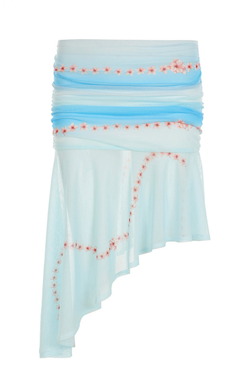 Cross-Front Floral Skirt