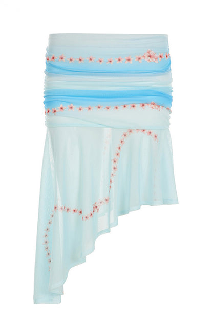Cross-Front Floral Skirt