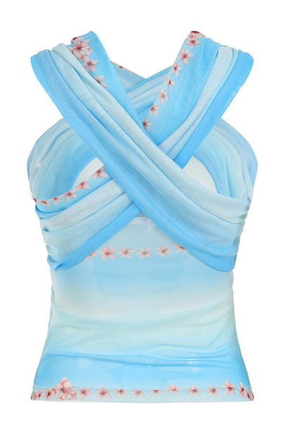 Cross Neck Floral Tank Top