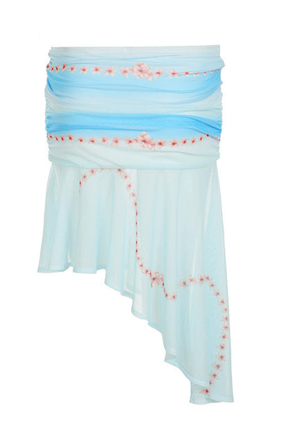 Cross-Front Floral Skirt