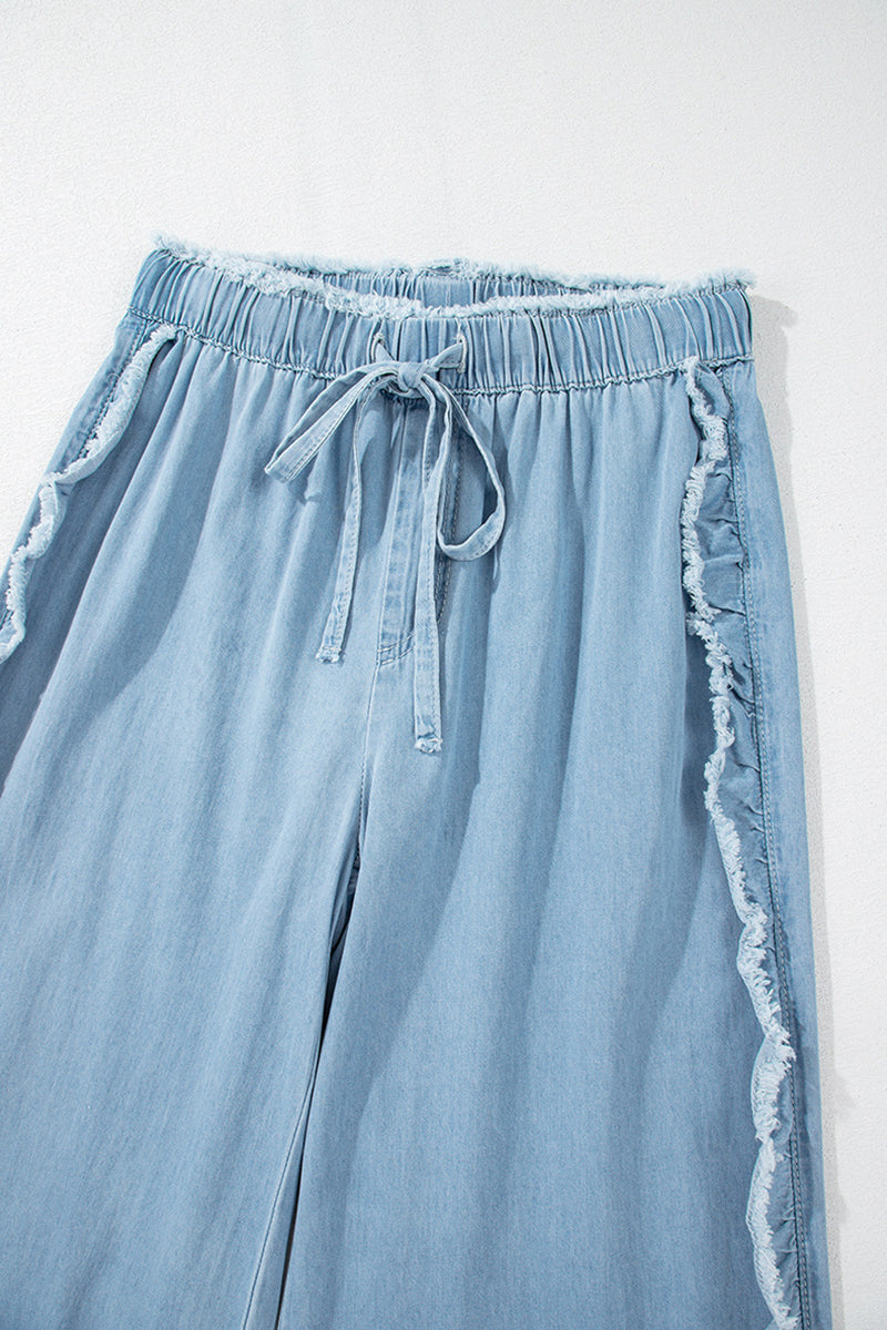 Wide-Leg Ruffle Hem Pants
