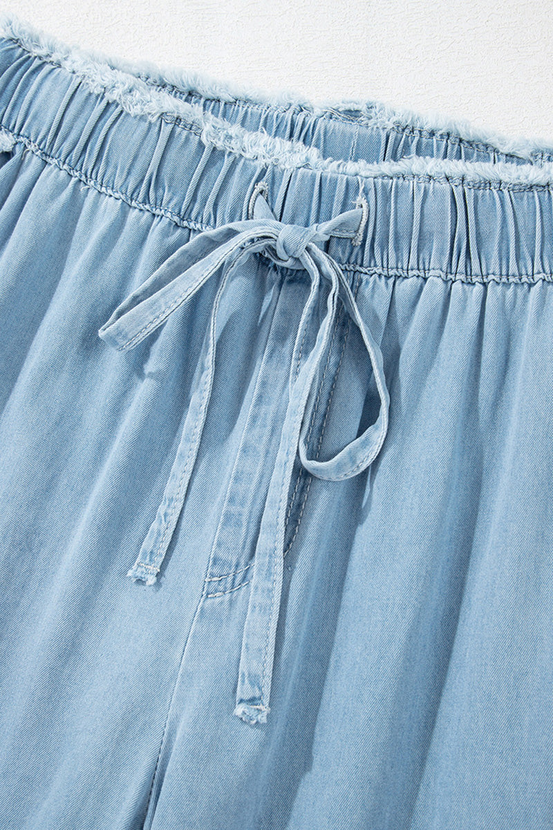 Wide-Leg Ruffle Hem Pants
