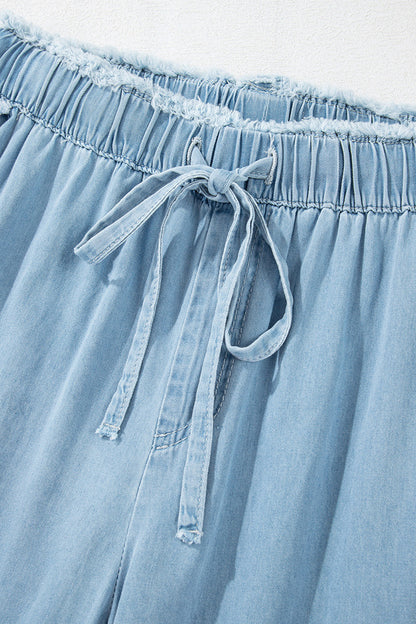 Wide-Leg Ruffle Hem Pants