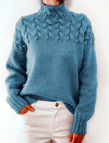 Cable Knit Mock Neck Sweater