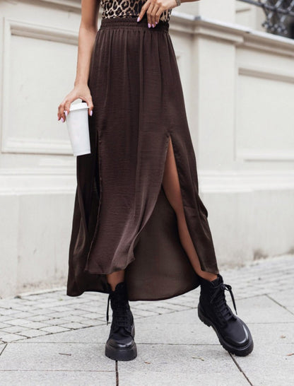 High-Slit Maxi Skirt with Flowy Design