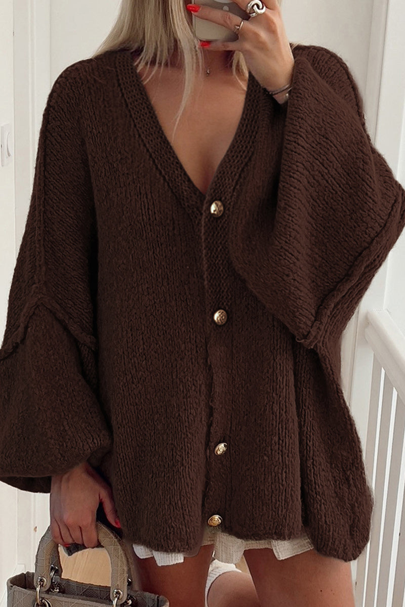 Oversized Knitted Cardigan with Button Detail