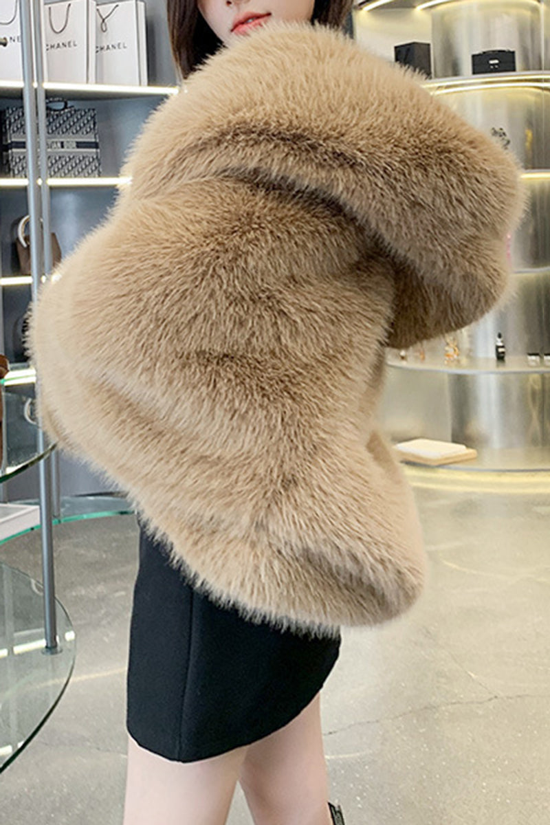 Oversized Hooded Faux Fur Coat