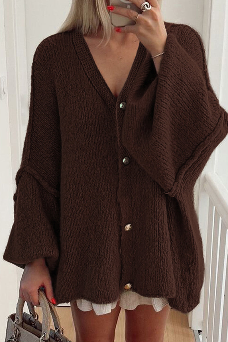 Oversized Knitted Cardigan with Button Detail