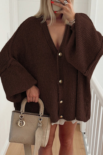 Oversized Knitted Cardigan with Button Detail