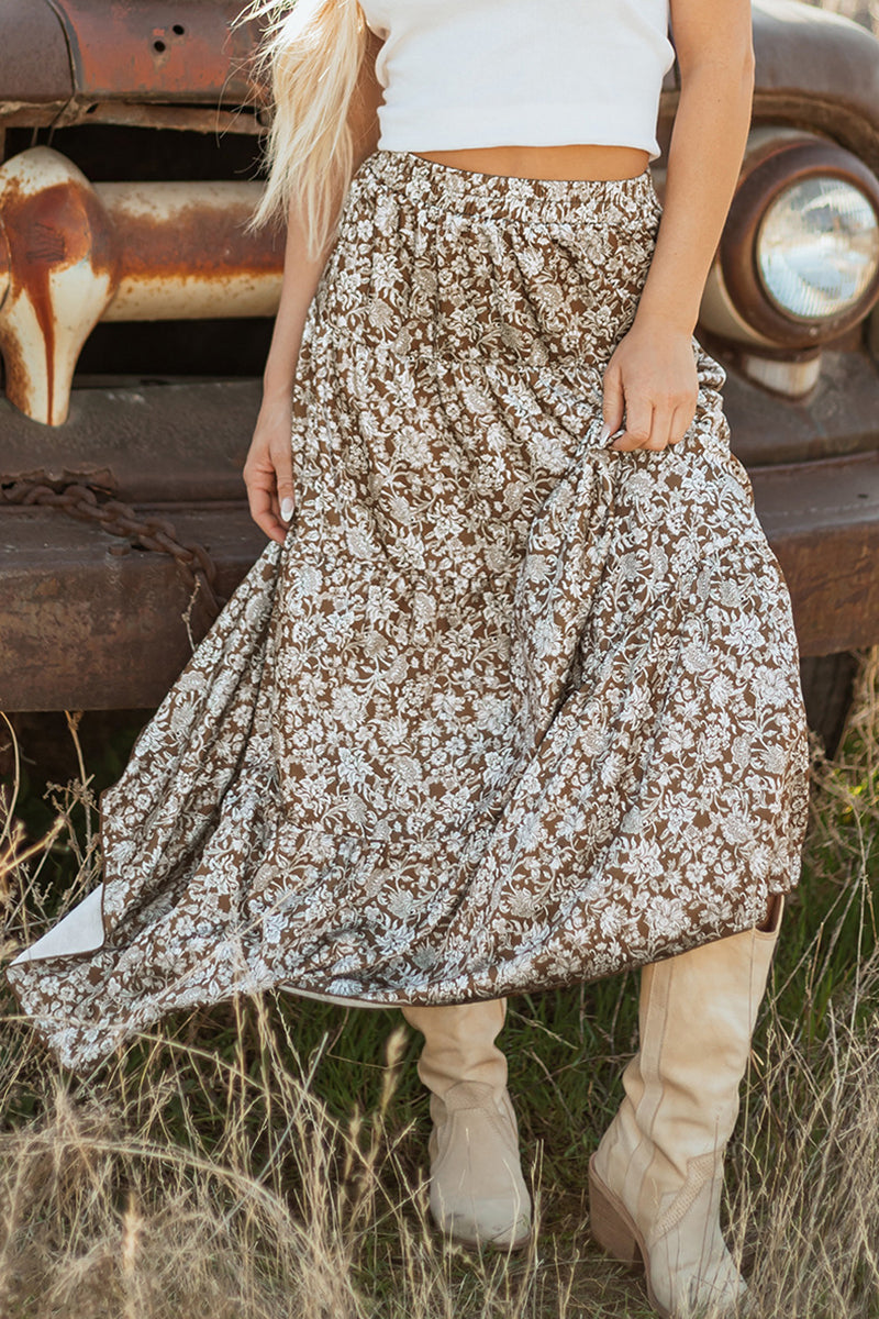 High-Slit Boho Maxi Skirt