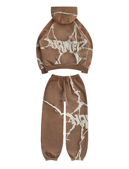 Graffiti Print Hoodie and Jogger Pants Set