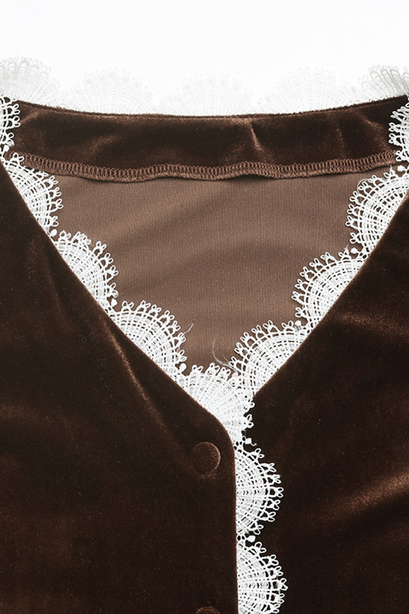 Lace Trim Button-Up Blouse